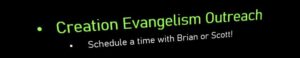 Creation Evangelism Outreach - Schedule Your Own Time Too! @ Alpha Omega Institute